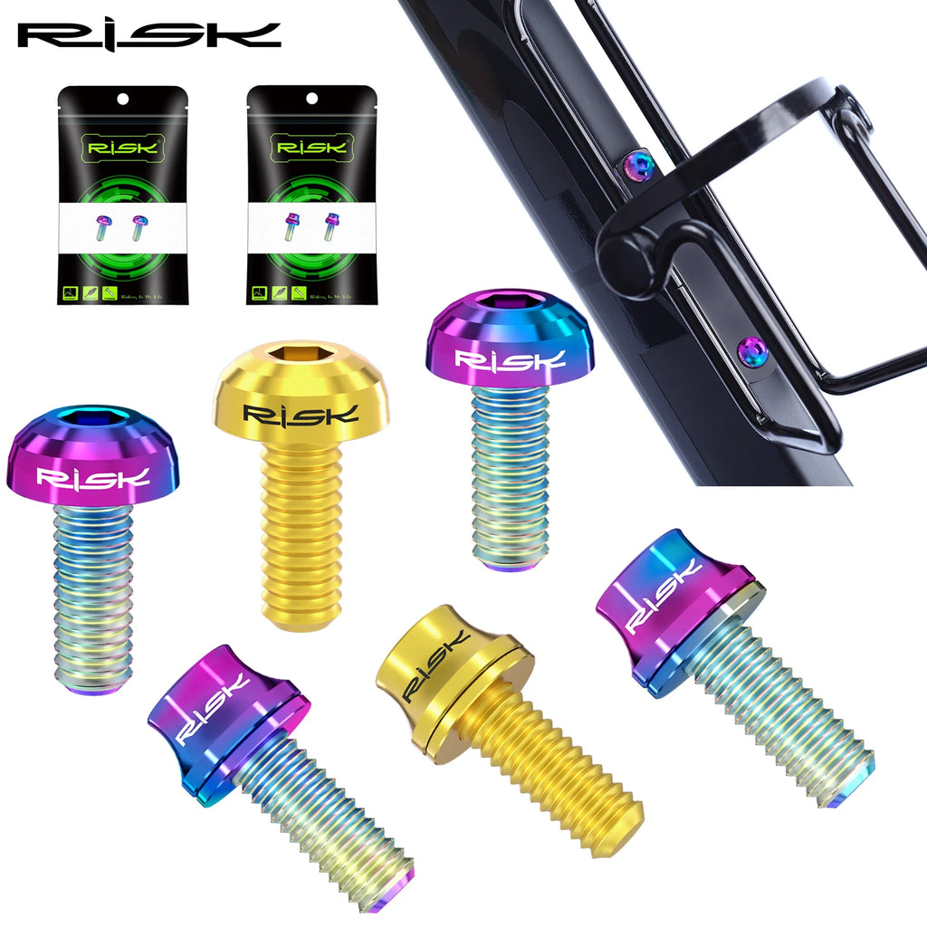 M5×12 mm titanium bottle‑cage bolts — lightweight Ti screws for road/MTB water bottle holders, air‑pump mounts, and accessory fixing points