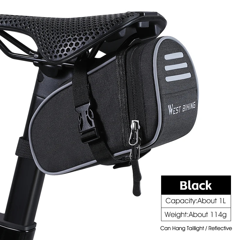 Portable Bike Tail Bag 1.2L Reflective Cycling Bag Ultralight Waterproof Bike Saddle Bag MTB Road Bike Accessories