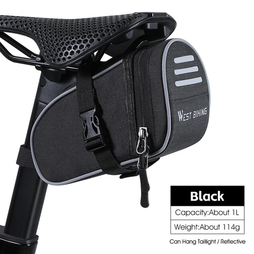 Portable Bike Tail Bag 1.2L Reflective Cycling Bag Ultralight Waterproof Bike Saddle Bag MTB Road Bike Accessories
