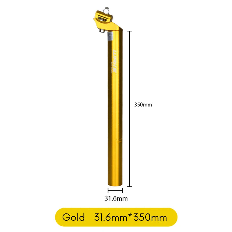350 mm Gold Aluminum Seatpost — 28.6 mm Folding Bike Post, 27.2/31.6 mm MTB Option