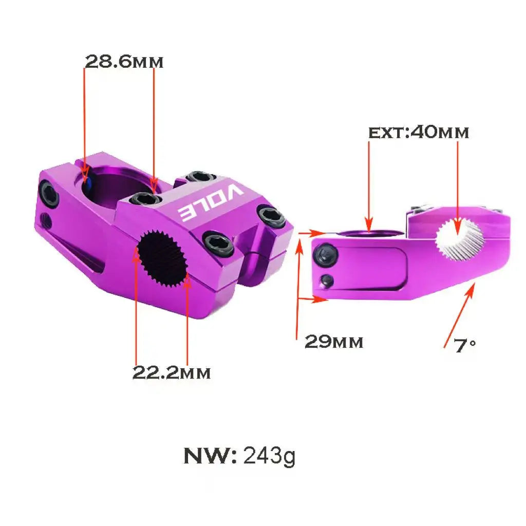 BMX Stem 22.2Mm 28.6Mm Bicycle Stem CNC Aluminum Alloy MX4 Black BMX Short Handlebar for Customized Bike Accessories