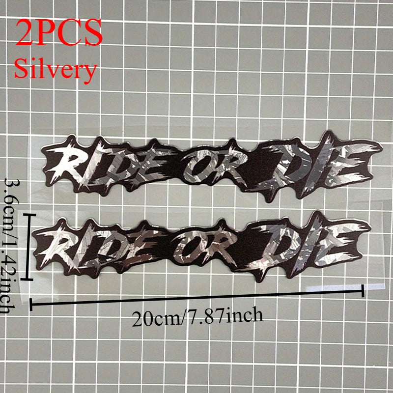 2PCS Ride or Die Motorcycle Helmet Stickers Waterproof for Motorbike Helmets Lenses Fuel Tank Bicycle Scooter Vinyl Decals