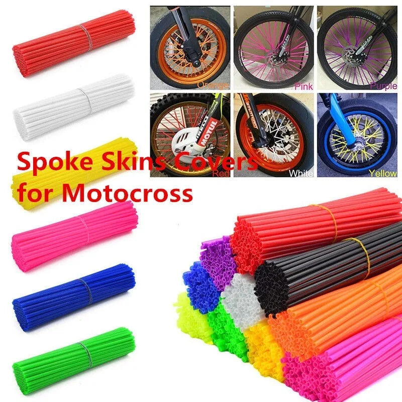 72Pcs Motorcycle Wheel Spoked Protector Wraps Rims Skin Trim Covers Pipe for Motocross Bicycle Bike Cool Accessories 11 Colors