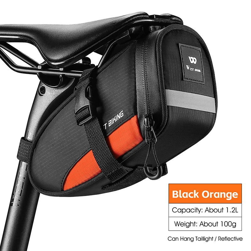 Portable Bike Tail Bag 1.2L Reflective Cycling Bag Ultralight Waterproof Bike Saddle Bag MTB Road Bike Accessories