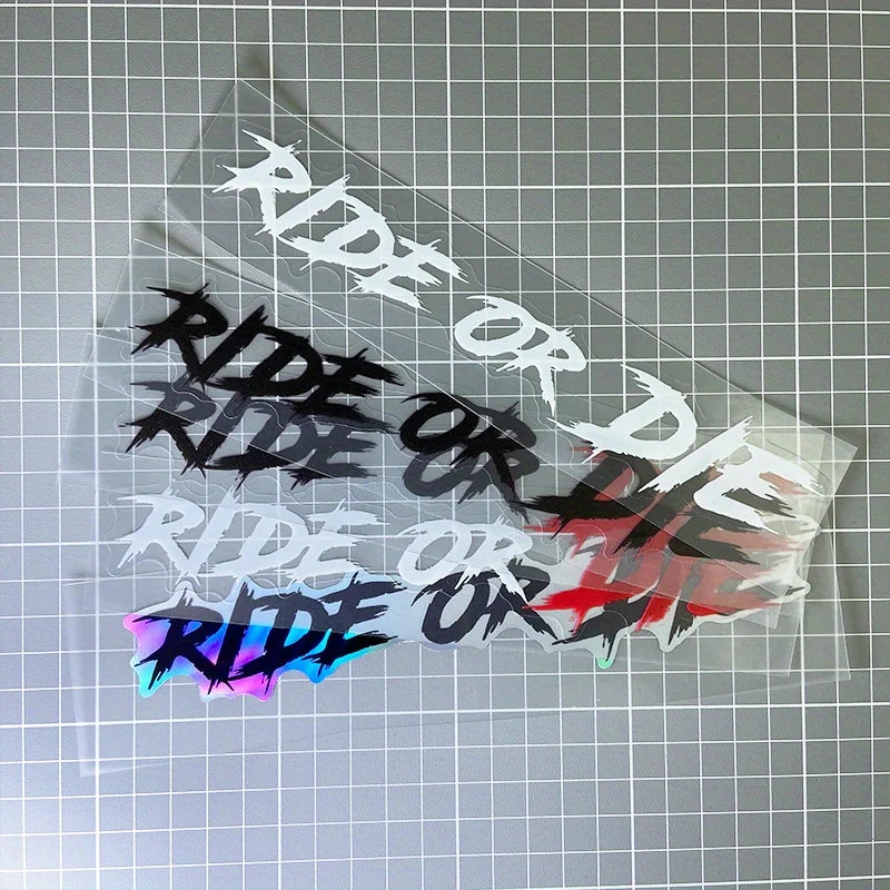2PCS Ride or Die Motorcycle Helmet Stickers Waterproof for Motorbike Helmets Lenses Fuel Tank Bicycle Scooter Vinyl Decals