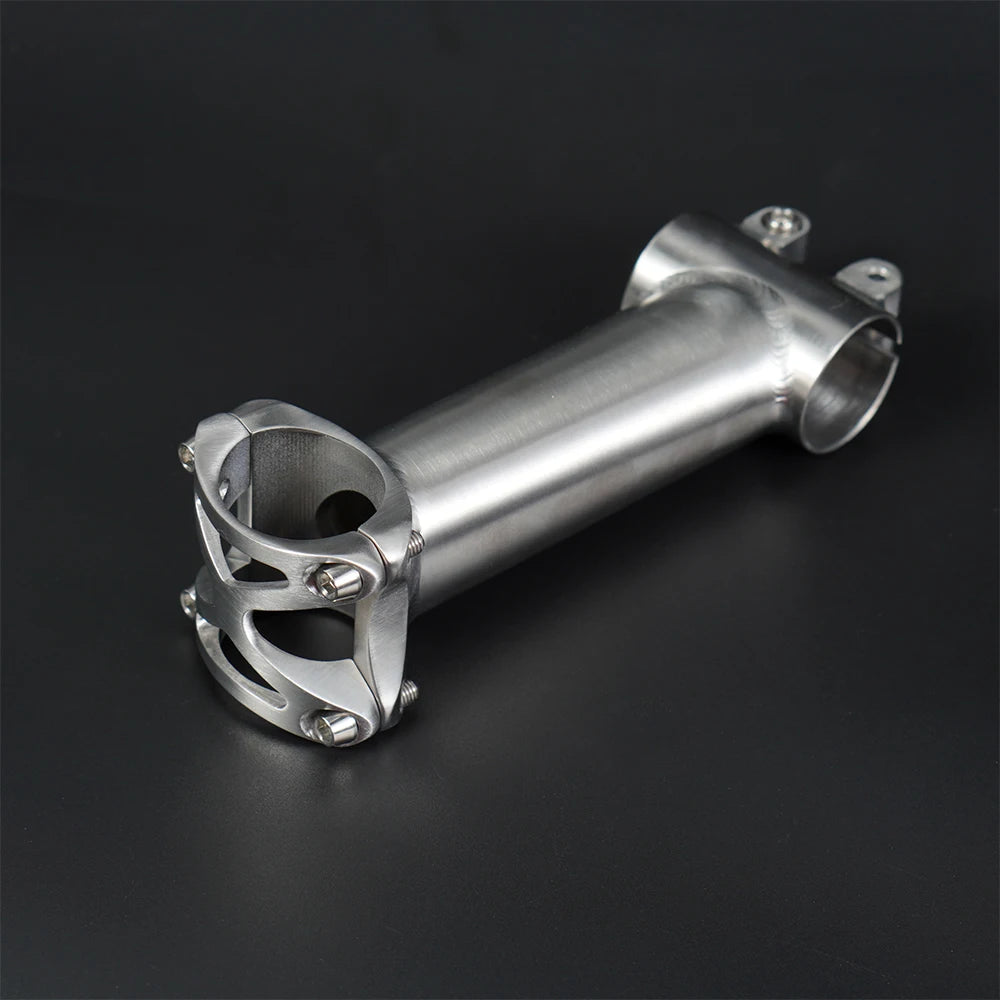 CNC MTB power stem — 1‑1/8" titanium bicycle stem for mountain, road, and BMX bikes; fits 25.4 mm / 31.8 mm handlebars; premium Ti cycling accessory