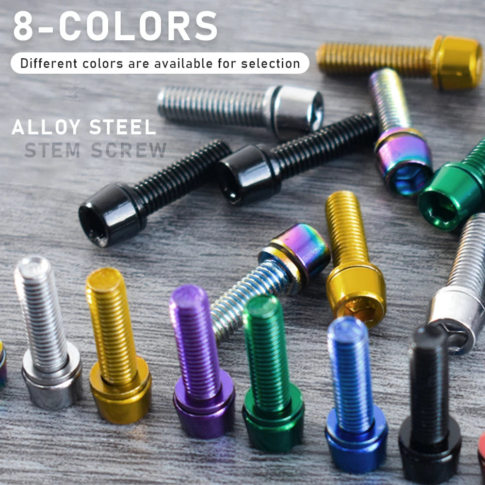 6/8‑pcs M5×18 mm bike stem screws — alloy‑steel bolts with 4 mm Allen heads for MTB/road bicycle handlebar stems; durable replacement parts