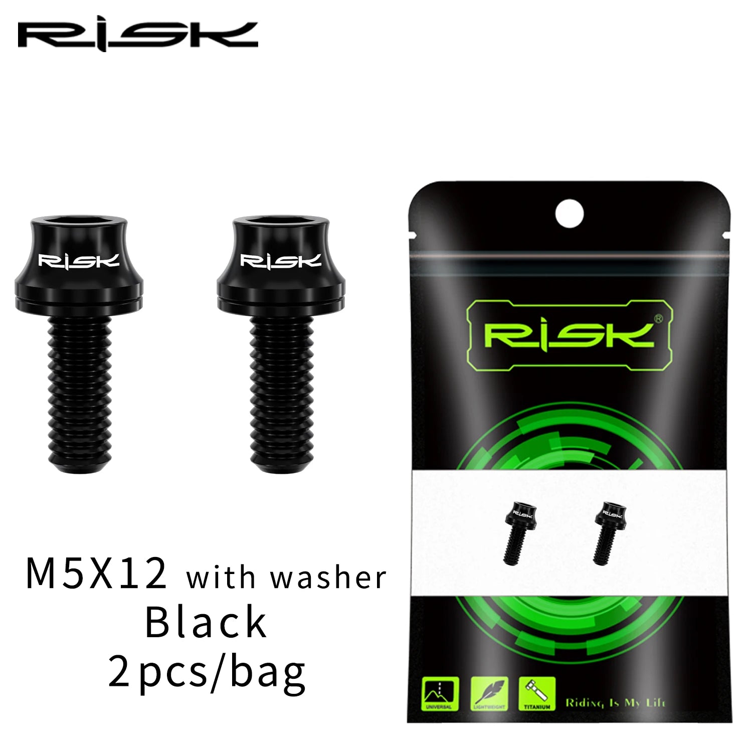 M5×12 mm titanium bottle‑cage bolts — lightweight Ti screws for road/MTB water bottle holders, air‑pump mounts, and accessory fixing points