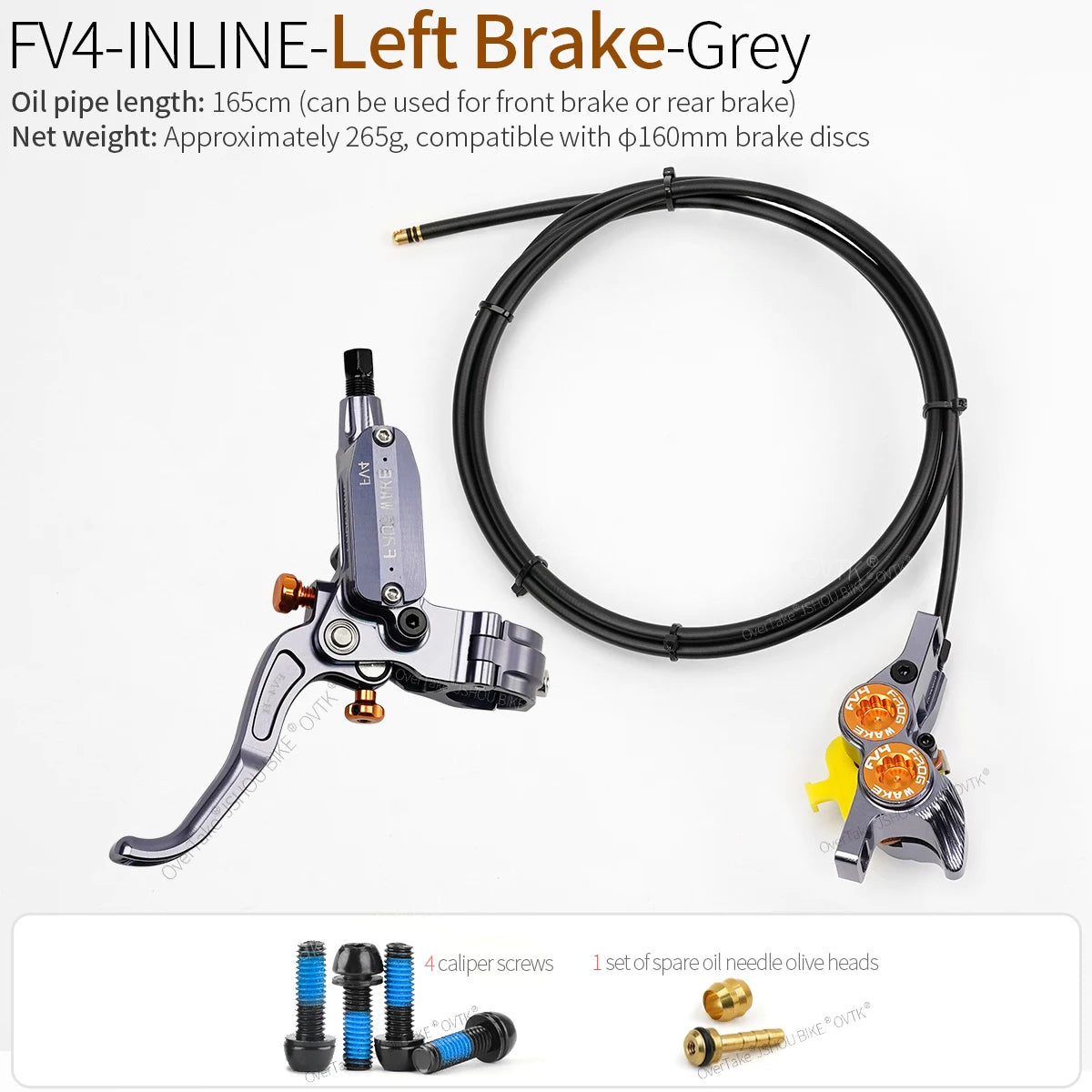 FROGWAKE FV4 4‑piston hydraulic disc brake — split‑type internal‑cable MTB brake system with inline radial levers and high‑performance calipers; premium mountain bike parts