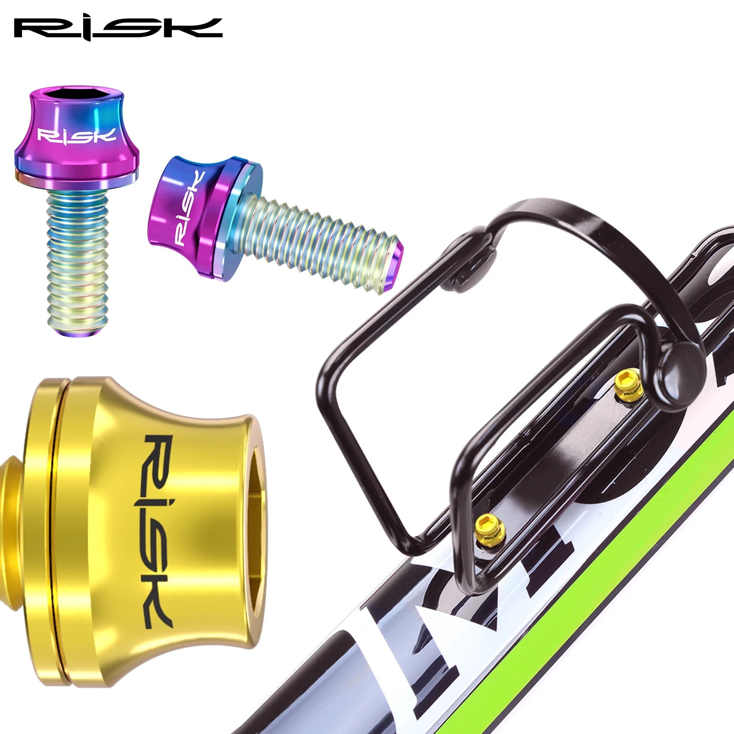 M5×12 mm titanium bottle‑cage bolts — lightweight Ti screws for road/MTB water bottle holders, air‑pump mounts, and accessory fixing points