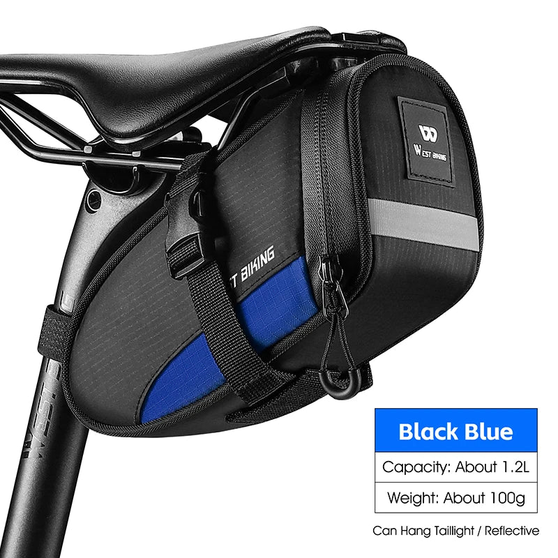 Portable Bike Tail Bag 1.2L Reflective Cycling Bag Ultralight Waterproof Bike Saddle Bag MTB Road Bike Accessories
