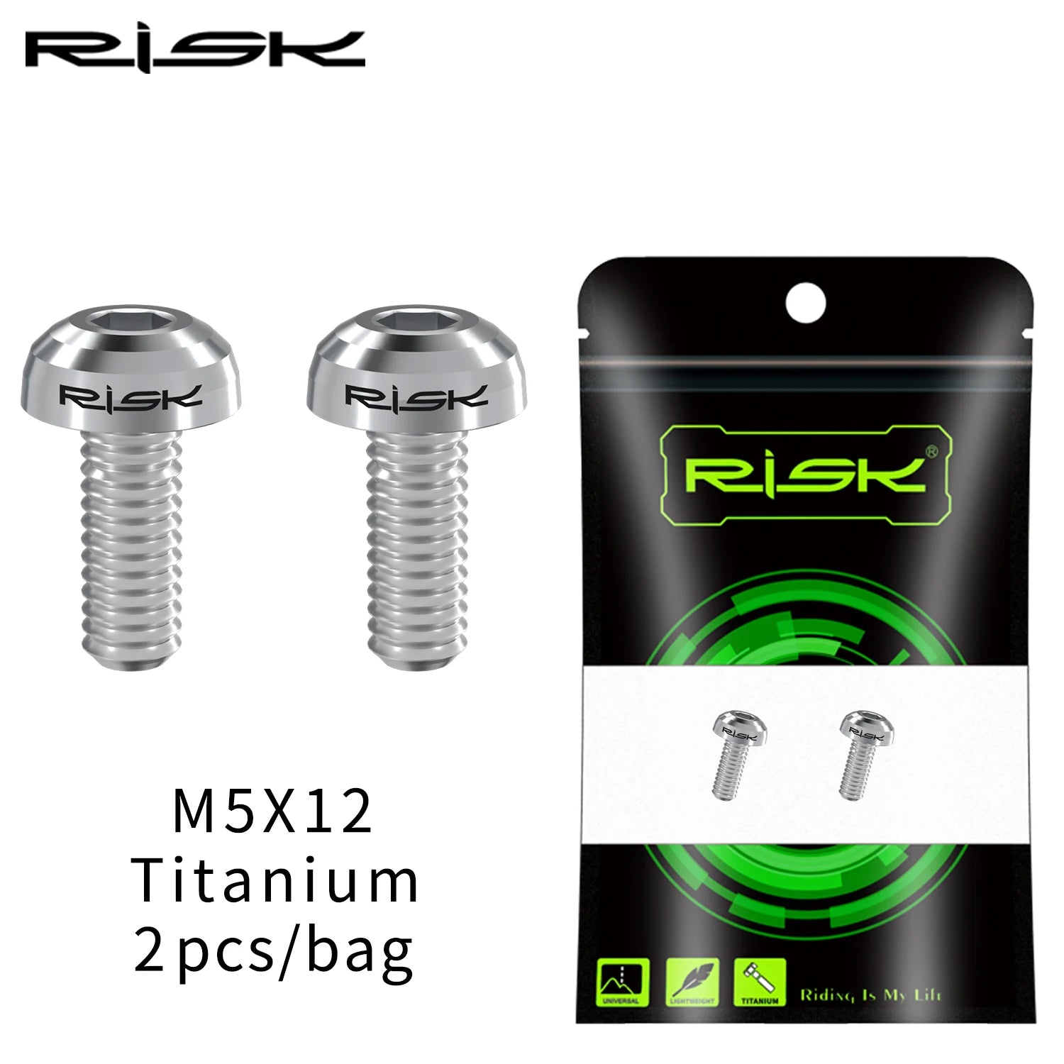 M5×12 mm titanium bottle‑cage bolts — lightweight Ti screws for road/MTB water bottle holders, air‑pump mounts, and accessory fixing points
