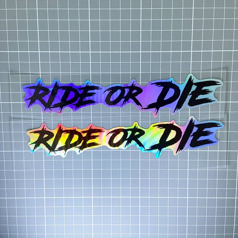 2PCS Ride or Die Motorcycle Helmet Stickers Waterproof for Motorbike Helmets Lenses Fuel Tank Bicycle Scooter Vinyl Decals