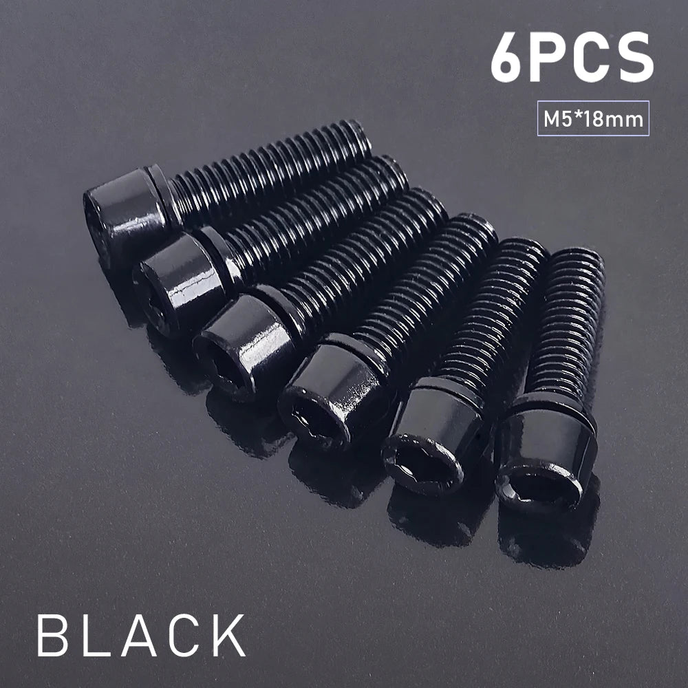 6/8‑pcs M5×18 mm bike stem screws — alloy‑steel bolts with 4 mm Allen heads for MTB/road bicycle handlebar stems; durable replacement parts