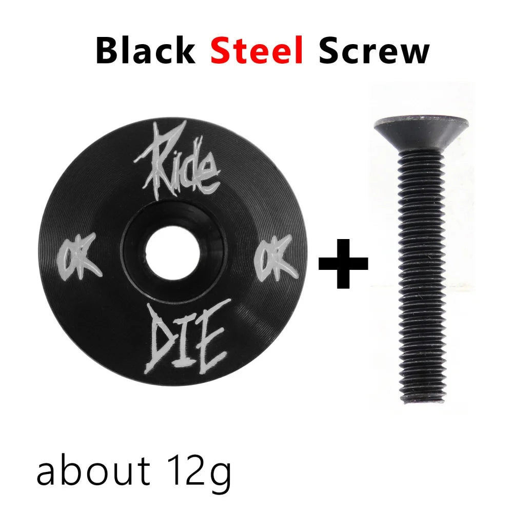 Ride or Die Bicycle Headset Top Cap W/ M6*30Mm Titanium Screw for 1-1/8" Front Fork Aluminium Alloy Stem Top Cover