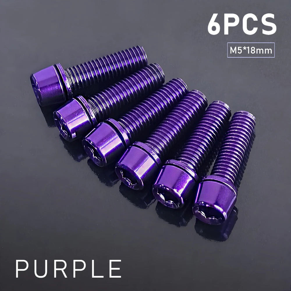 6/8‑pcs M5×18 mm bike stem screws — alloy‑steel bolts with 4 mm Allen heads for MTB/road bicycle handlebar stems; durable replacement parts